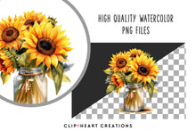 Load image into Gallery viewer, Sunflower Watercolor Clipart Set