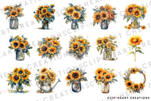 Load image into Gallery viewer, Sunflower Watercolor Clipart Set
