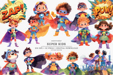 Load image into Gallery viewer, Watercolor Super Kids Clip Art