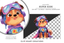Load image into Gallery viewer, Watercolor Super Kids Clip Art
