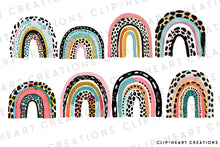 Load image into Gallery viewer, Watercolor Pink Leopard Print Rainbows