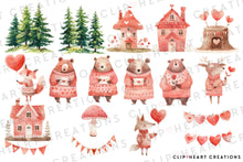Load image into Gallery viewer, Woodland Valentine Clip Art