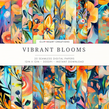 Load image into Gallery viewer, Vibrant Blooms Digital Paper Pack