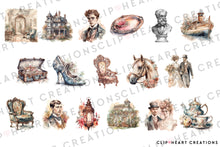 Load image into Gallery viewer, Victorian Romance Watercolor Clipart Set