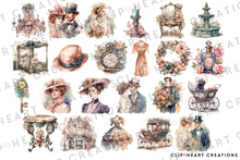 Load image into Gallery viewer, Victorian Romance Watercolor Clipart Set