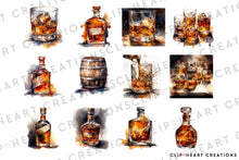 Load image into Gallery viewer, Whiskey Watercolor Clipart Set