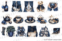 Load image into Gallery viewer, Watercolor Winter Stars Christmas Clip Art