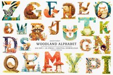 Load image into Gallery viewer, Woodland Alphabet Clipart