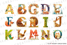 Load image into Gallery viewer, Woodland Alphabet Clipart