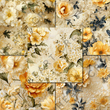 Load image into Gallery viewer, Yellow Floral Ephemera Seamless Digital Papers