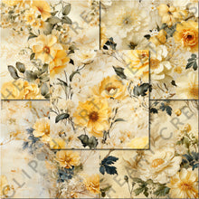 Load image into Gallery viewer, Yellow Floral Ephemera Seamless Digital Papers