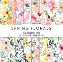 Load image into Gallery viewer, Spring Floral Watercolors Seamless Digital Papers