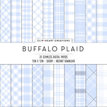 Load image into Gallery viewer, Buffalo Plaid Seamless Digital Papers - Baby Blue