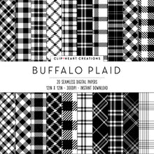 Load image into Gallery viewer, Buffalo Plaid Seamless Digital Papers - Black
