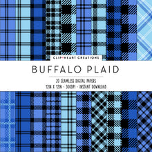 Load image into Gallery viewer, Buffalo Plaid Seamless Digital Papers - Blue