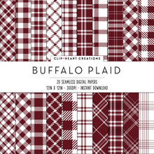 Load image into Gallery viewer, Buffalo Plaid Seamless Digital Papers - Burgundy