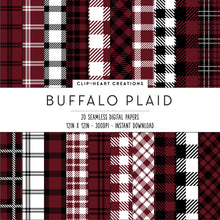 Load image into Gallery viewer, Buffalo Plaid Seamless Digital Papers - Burgundy