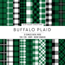 Load image into Gallery viewer, Buffalo Plaid Seamless Digital Papers - Green