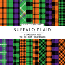 Load image into Gallery viewer, Buffalo Plaid Seamless Digital Papers - Halloween