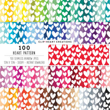 Load image into Gallery viewer, 100 Heart Pattern Papers (White)
