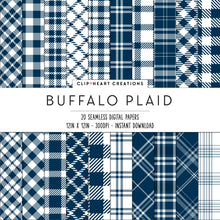 Load image into Gallery viewer, Buffalo Plaid Seamless Digital Papers - Navy