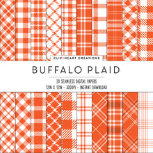 Load image into Gallery viewer, Buffalo Plaid Seamless Digital Papers - Orange