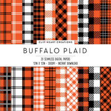 Load image into Gallery viewer, Buffalo Plaid Seamless Digital Papers - Orange