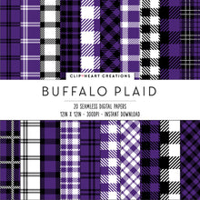 Load image into Gallery viewer, Buffalo Plaid Seamless Digital Papers - Purple