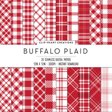 Load image into Gallery viewer, Buffalo Plaid Seamless Digital Papers - Red