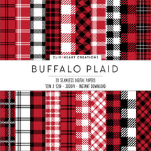 Load image into Gallery viewer, Buffalo Plaid Seamless Digital Papers - Red