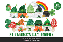 Load image into Gallery viewer, St Patrick's Day Gnomes Watercolor Clip Art