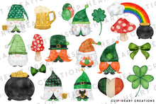 Load image into Gallery viewer, St Patrick's Day Gnomes Watercolor Clip Art