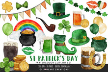 Load image into Gallery viewer, St Patrick's Day Watercolor Clip Art