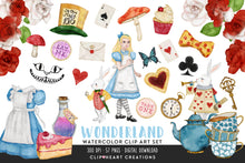 Load image into Gallery viewer, Alice's Adventures in Wonderland Watercolor Clip Art