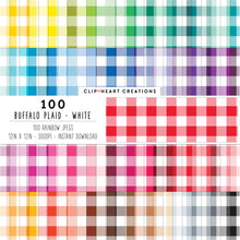 Load image into Gallery viewer, 100 Buffalo Check Pattern Digital Papers (White)