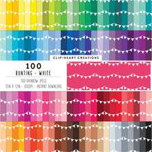 Load image into Gallery viewer, 100 Bunting Pattern Digital Papers (White)