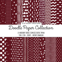 Load image into Gallery viewer, Burgundy Scandi Doodle Papers