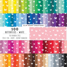 Load image into Gallery viewer, 100 Butterfly Pattern Digital Papers (White)