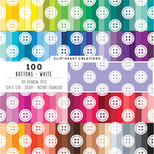Load image into Gallery viewer, 100 Buttons Pattern Digital Papers (White)