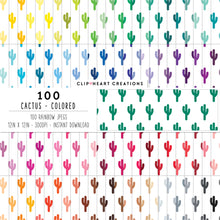 Load image into Gallery viewer, 100 Cactus Pattern Digital Papers (Color)