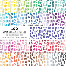 Load image into Gallery viewer, 100 Chalk Alphabet Pattern Papers (Color)