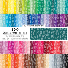 Load image into Gallery viewer, 100 Chalk Alphabet Pattern Papers (Tinted)