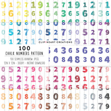 Load image into Gallery viewer, 100 Chalk Numbers Pattern Papers (Color)