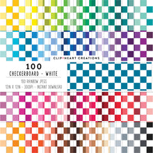 Load image into Gallery viewer, 100 Checkerboard Pattern Digital Papers (White)