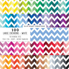 Load image into Gallery viewer, 100 Large Chevron Pattern Digital Papers (White)