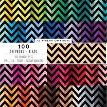Load image into Gallery viewer, 100 Chevron Pattern Digital Papers (Black)