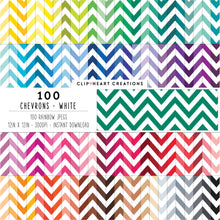 Load image into Gallery viewer, 100 Chevron Pattern Digital Papers (White)