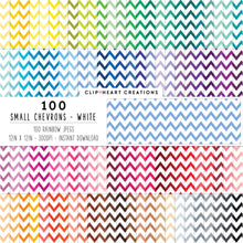 Load image into Gallery viewer, 100 Small Chevron Pattern Digital Papers (White)