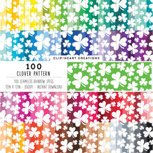 Load image into Gallery viewer, 100 Clovers Pattern Papers (White)