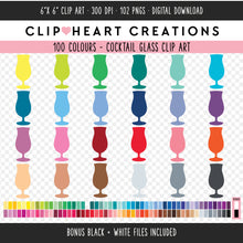 Load image into Gallery viewer, 100 Cocktail Glass Digital Clip Art